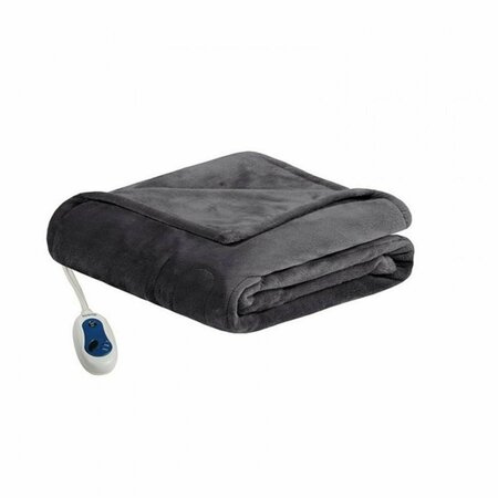 BEAUTYREST 60 x 70 in. Heated Plush Throw - Grey BR54-0529